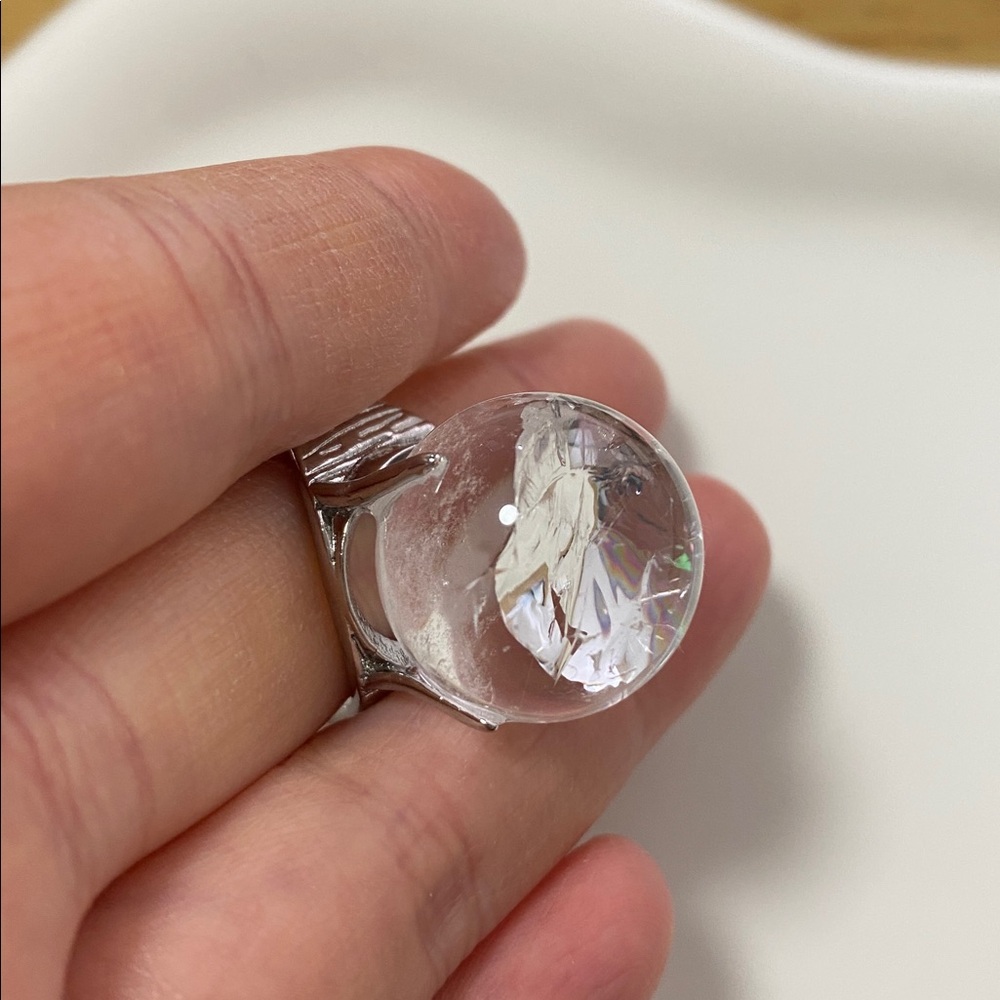 Clear Quartz Sphere Ring | Crystal Ball Statement… - image 8